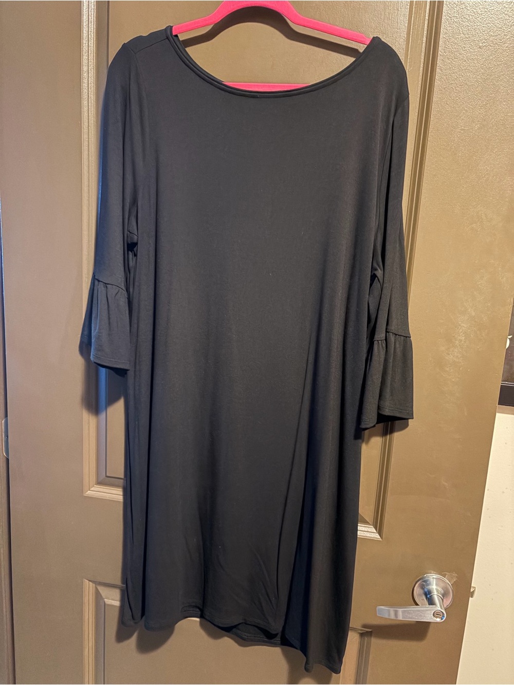 White House Black Market Black Midi Dress with Ruffle Sleeves